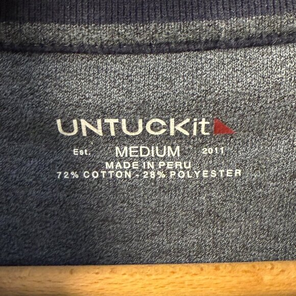 UNTUCKit Grey Blue 1/4 Zip Pullover Sweater Cotton Blend Size Medium - Picture 3 of 6